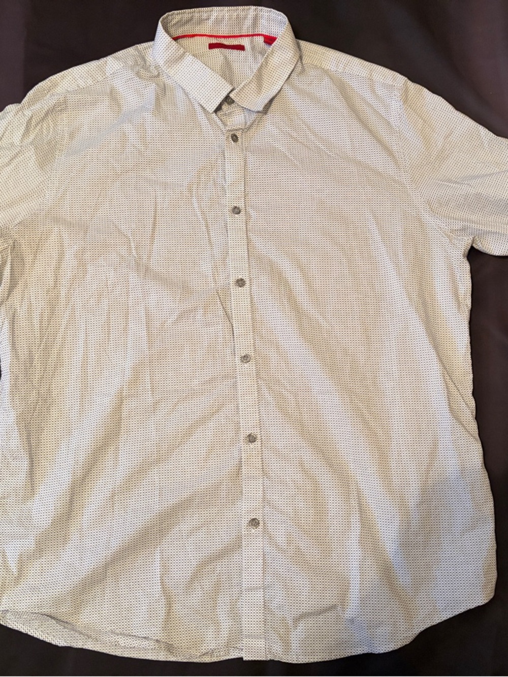 Alfani White Micro-Pattern Dress Shirt with Red Trim